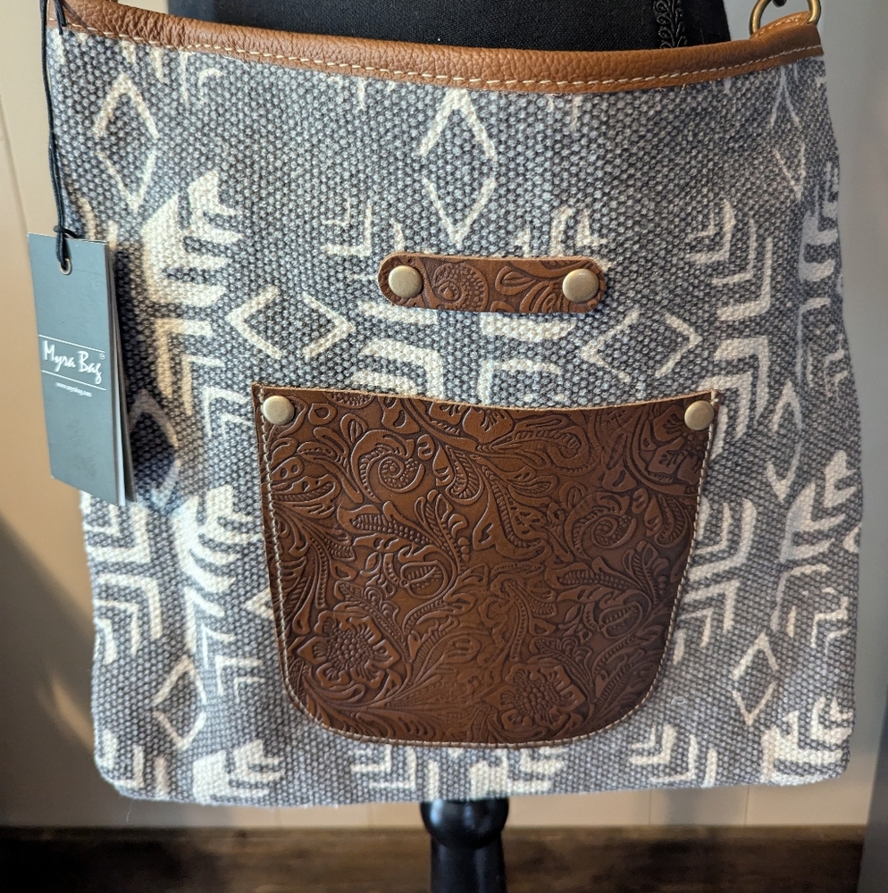Brand New Grey, Beige and Brown Myra Messenger Bag - Picture 2 of 4